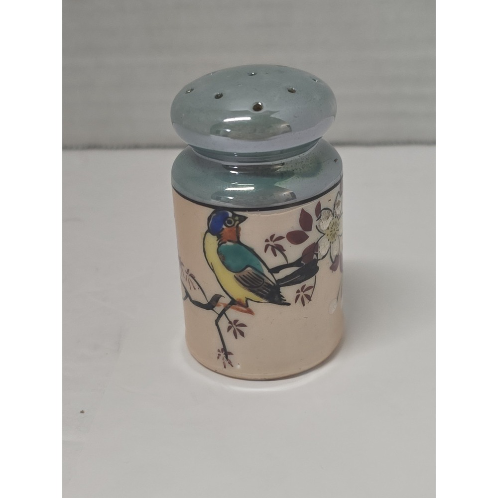 Vintage 1950s Japanese Floral Bird Lusterware Single Salt Shaker